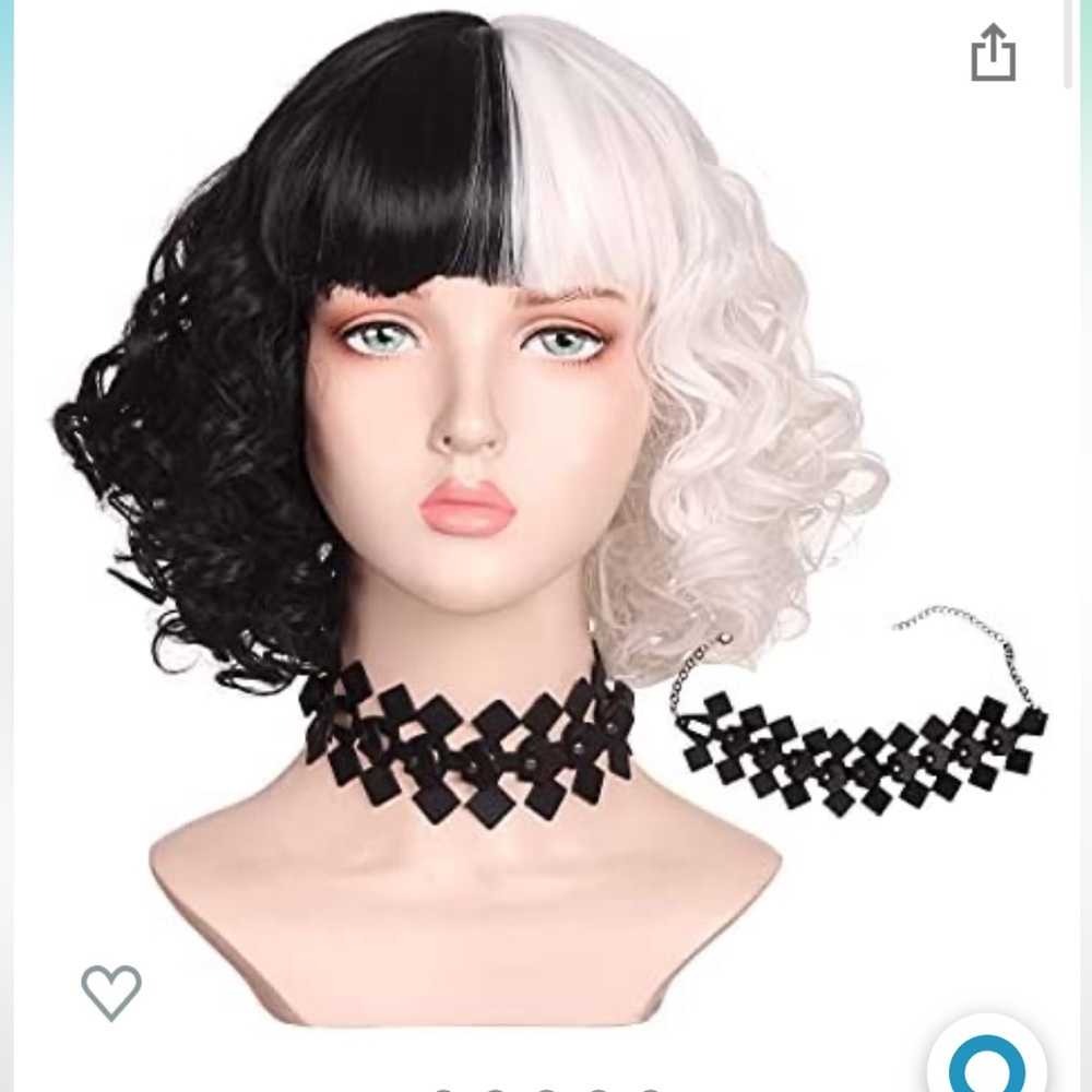 Short Half Black Half White Curly Wig for Women